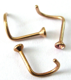 Серьга для носа с покрытием под золото