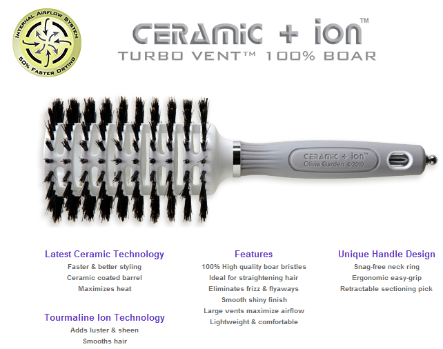 Браш Olivia Garden Turbo Vent Boar D32 щетина CITVB32