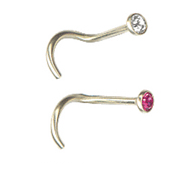 Серьга для носа изогнутая с камнем